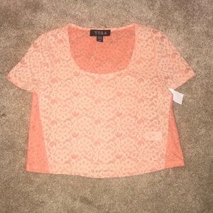 Coral and light pink top